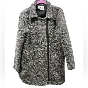 Jack by BB Dakota Boucle Zip Coat Gray Textured Fuzzy Jacket Size Small